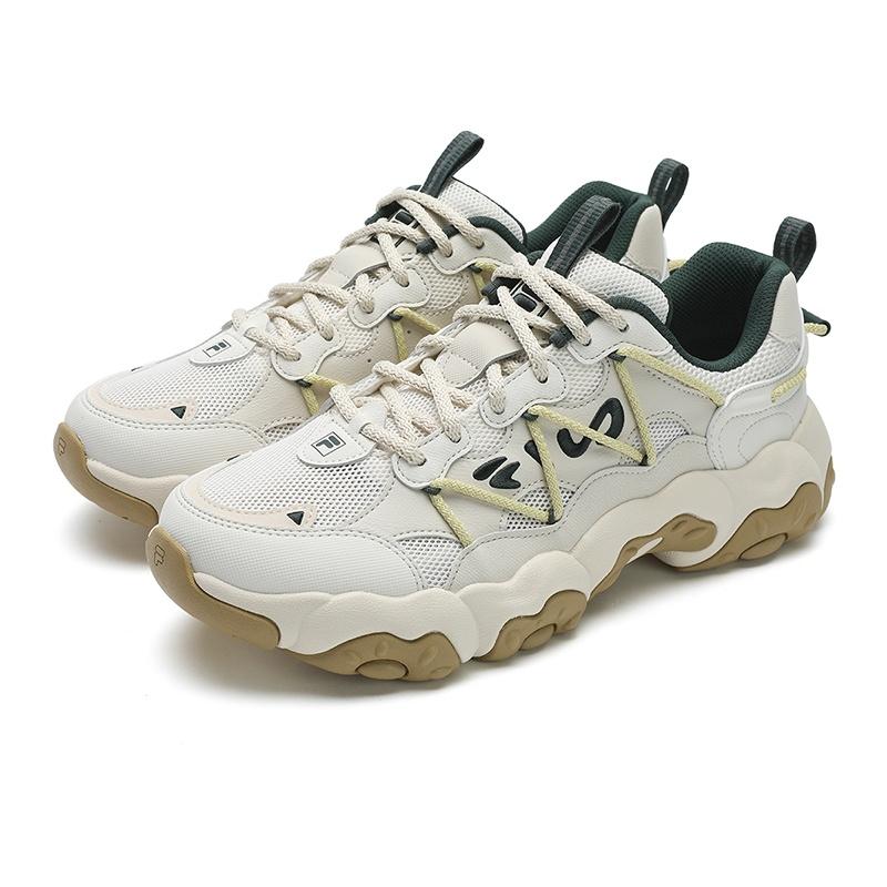 Fila FLUID Cat Paw 6 Textile, Synthetic Leather Cushioning, Wear Resistant Low Top Chunky Sneakers Men's White Gray F12M522111FSL