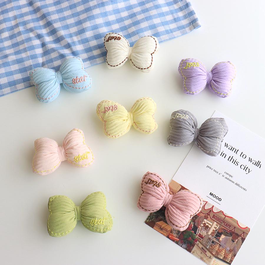Colorful Bowknot Embroidery Fabric for Girls' DIY Clothing