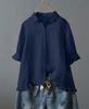 2025wish Cotton Linen Casual Ruffle Short Sleeve Women's Shirt