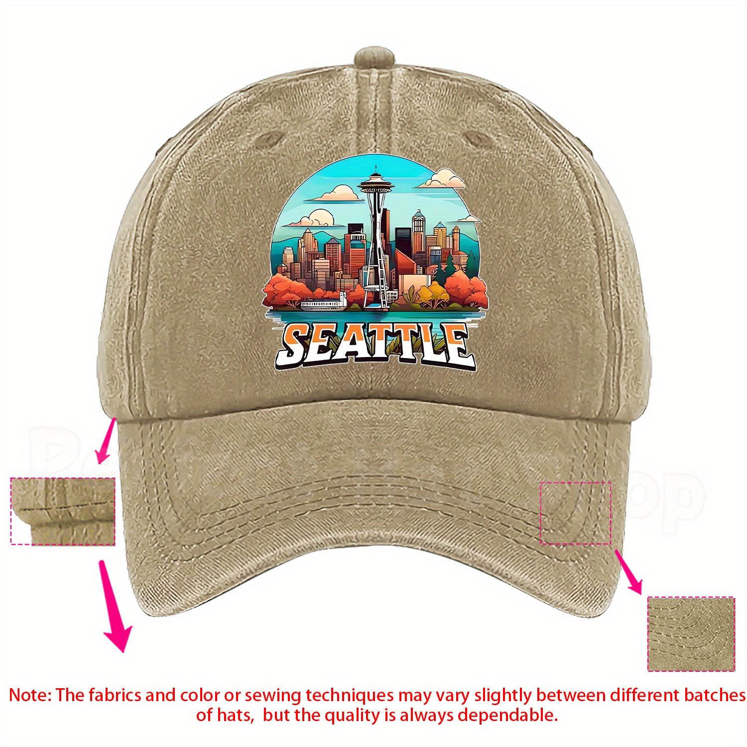 Seattle Skyline Graphic Baseball Cap Adjustable Polyester Casual Sun Protection Adult Sports Hat One Size