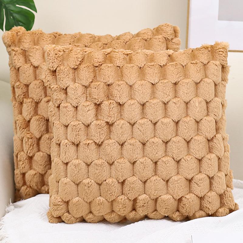 Plush Soft Pillowcase Solid Color Cushion Cover Red Throw Pillow Cover Home Decorative for Sofa Living Room Bedroom Cushion Case