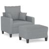 vidaXL Armchair with Footstool Light Grey 60 cm Fabric