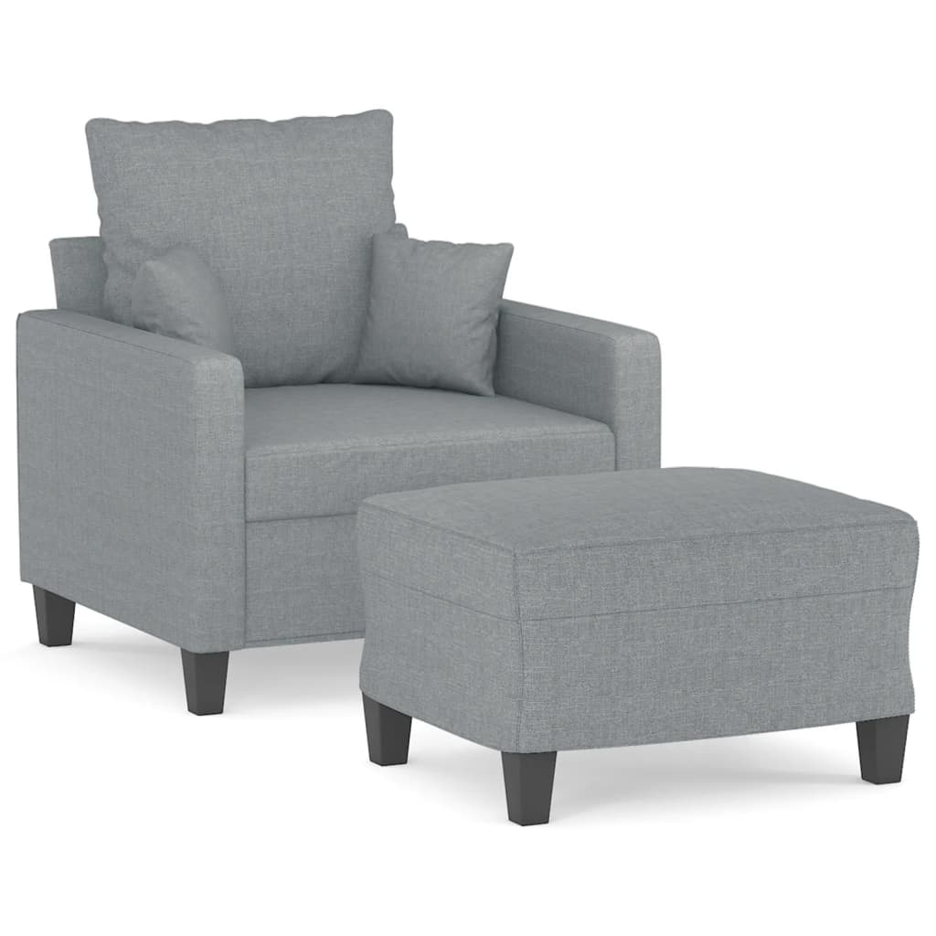 vidaXL Armchair with Footstool Light Grey 60 cm Fabric