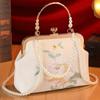 Popular Chinese Style Banquet Bag Embroidery Pearl Handle Qipao Bag High Capacity Trendy Crossbody Bag Women
