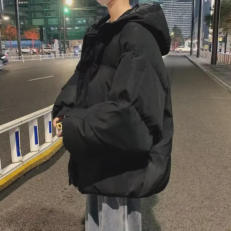 Men's Trendy Cotton Coat: 2023 Harajuku-Inspired Hooded Zipper Jacket