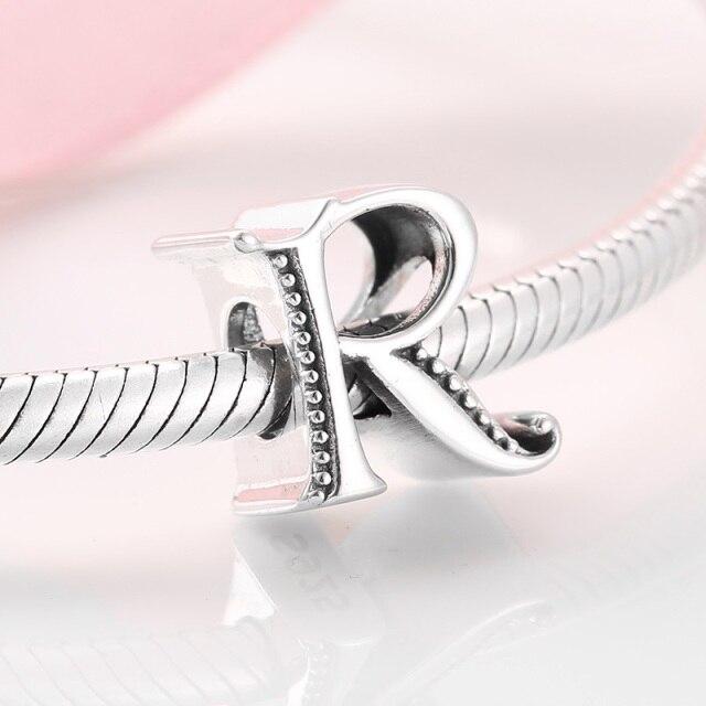 925 Sterling Silver Fashion Delicate A To Z Alphabet Letter Beads Fit Charms 925 Bracelets Bangles Diy Jewelry