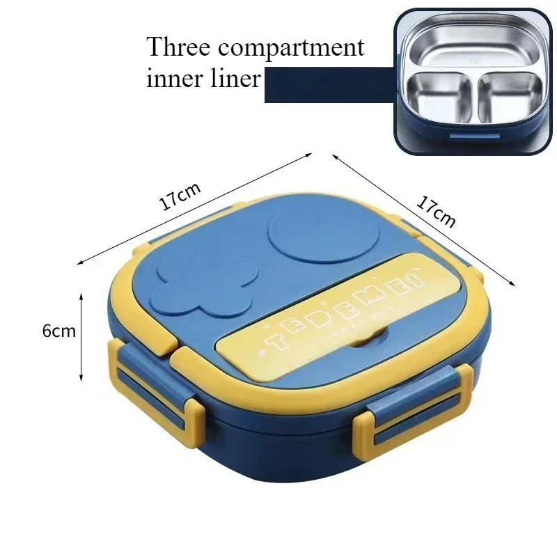 Cutie Bento de Picnic cu Capac din Oțel Inoxidabil cu Compartiment Cutii de Prânz Metalice pentru Copii Izolate pentru Călătorie Etanșe Recipient pentru Prânz pentru Alimente