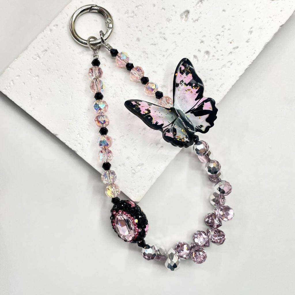 New Chinese Butterfly Mobile Phone Chain Niche Design Beaded Bag Pendant Xiaoxiangfeng Lanyard