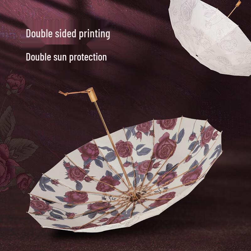 VONLILIENFELD 16-Rib Double Layer Foldable UV Umbrella