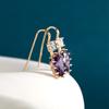 JoiasHome Yellow Gold Color Drop Earrings for Women Silver 925 Jewelry with Purple Zircon Amethyst Female Party Ear Accessories