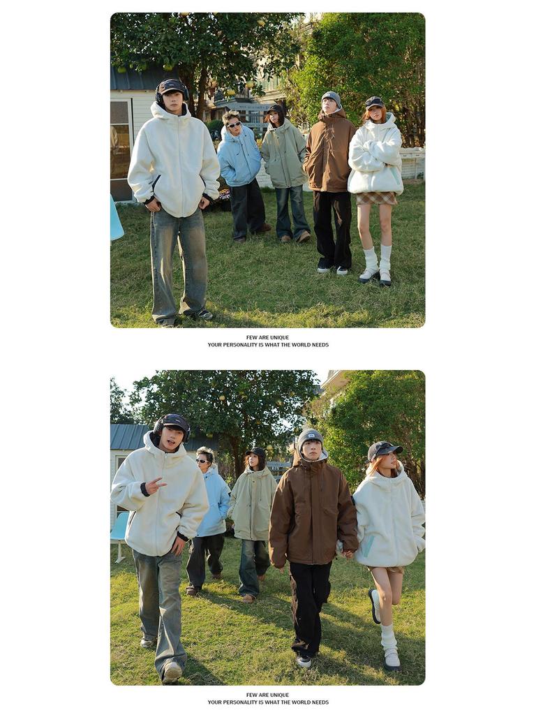 High-Quality Reversible Lambswool Fleece Hooded Jacket