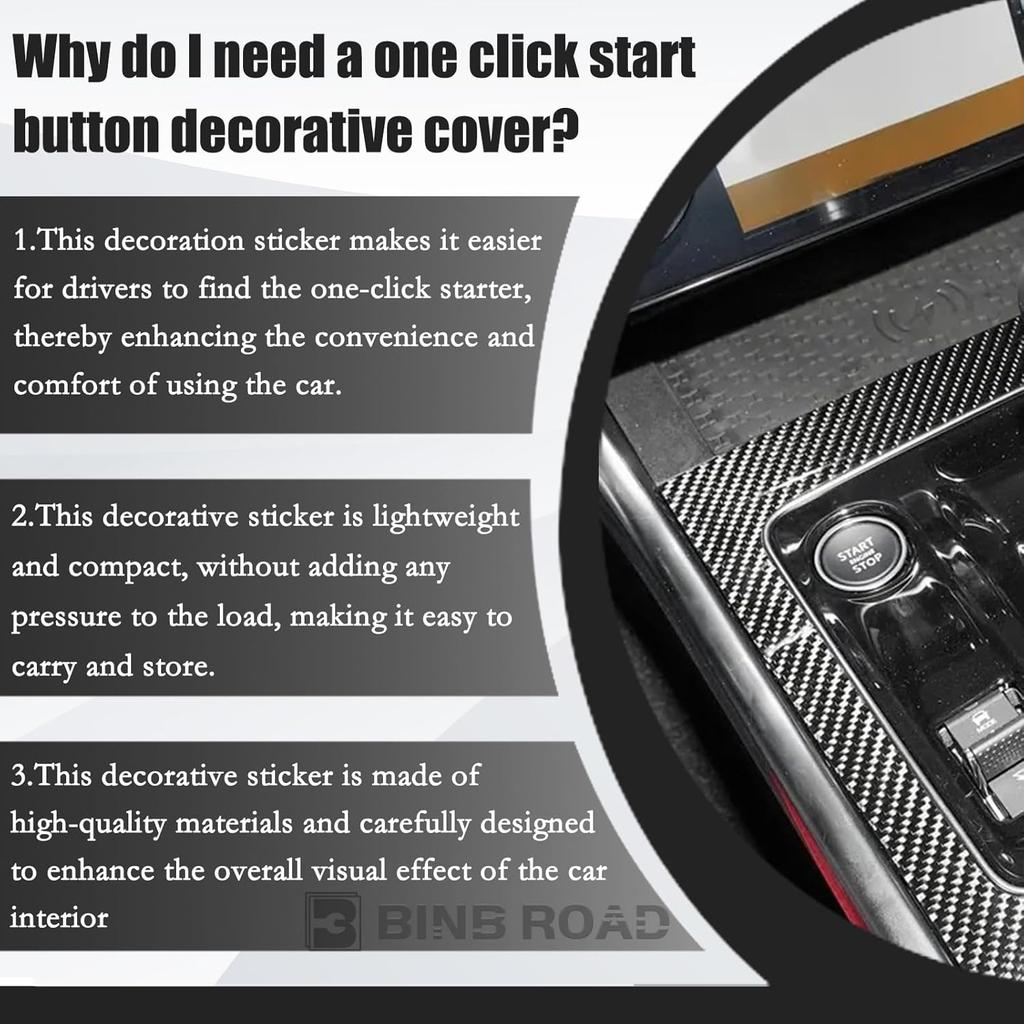 Engine Start Stop Push Button Cover Trim Carbon Fiber Compatible with Land Rover Range Rover Discovery Jaguar XJ XK F-PACE XFL XEL,Black