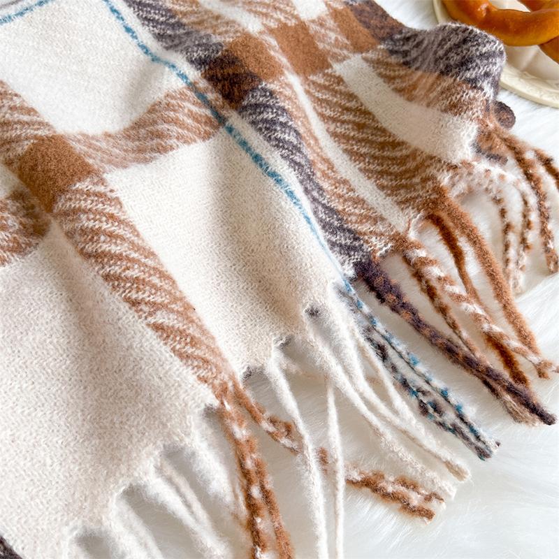 Autumn Luxury Women England Style Scarves Men Thicken Warm Scarf Lady Classic Plaid Tassel Shawls Cashmere Imitation Poncho Stol