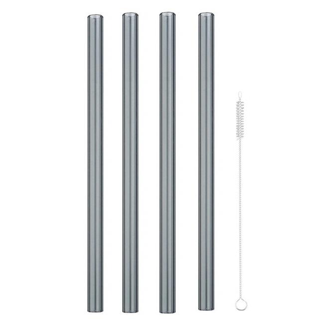 4Pcs Glass Straws Reusable Drinking Glass Tube Eco-friendly With Cleaning Brush Events Party Favors Supply