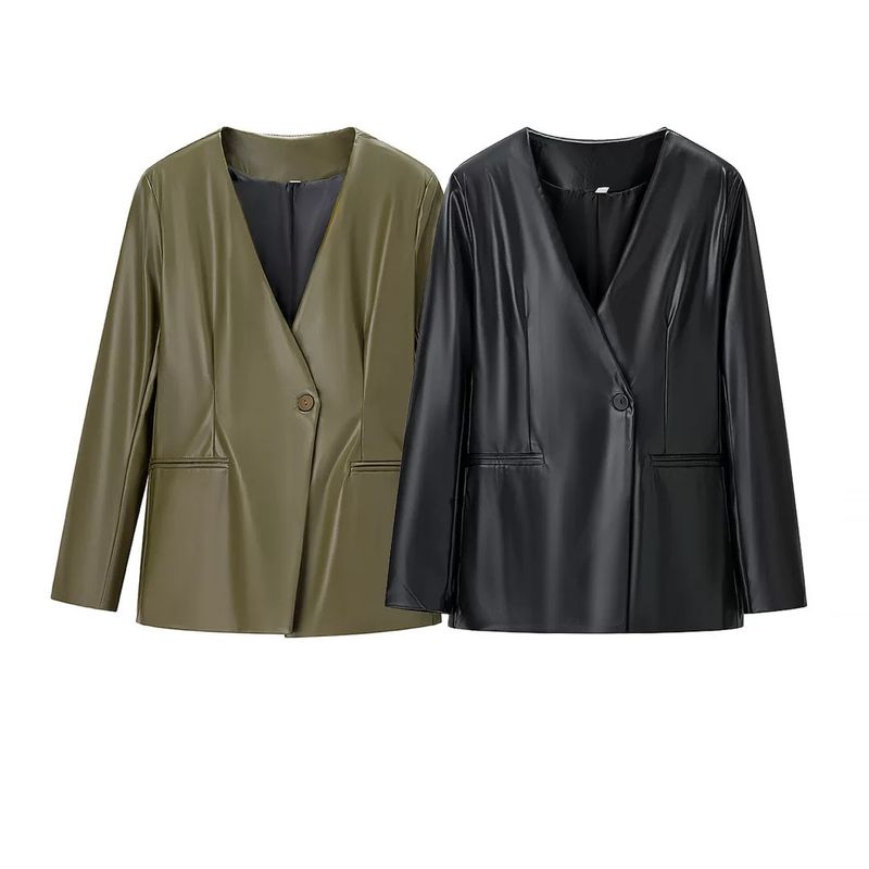 Zbzr Autumn New Women clothes Western Style Fashion Simple and Versatile V-neck One Button Blazers Top