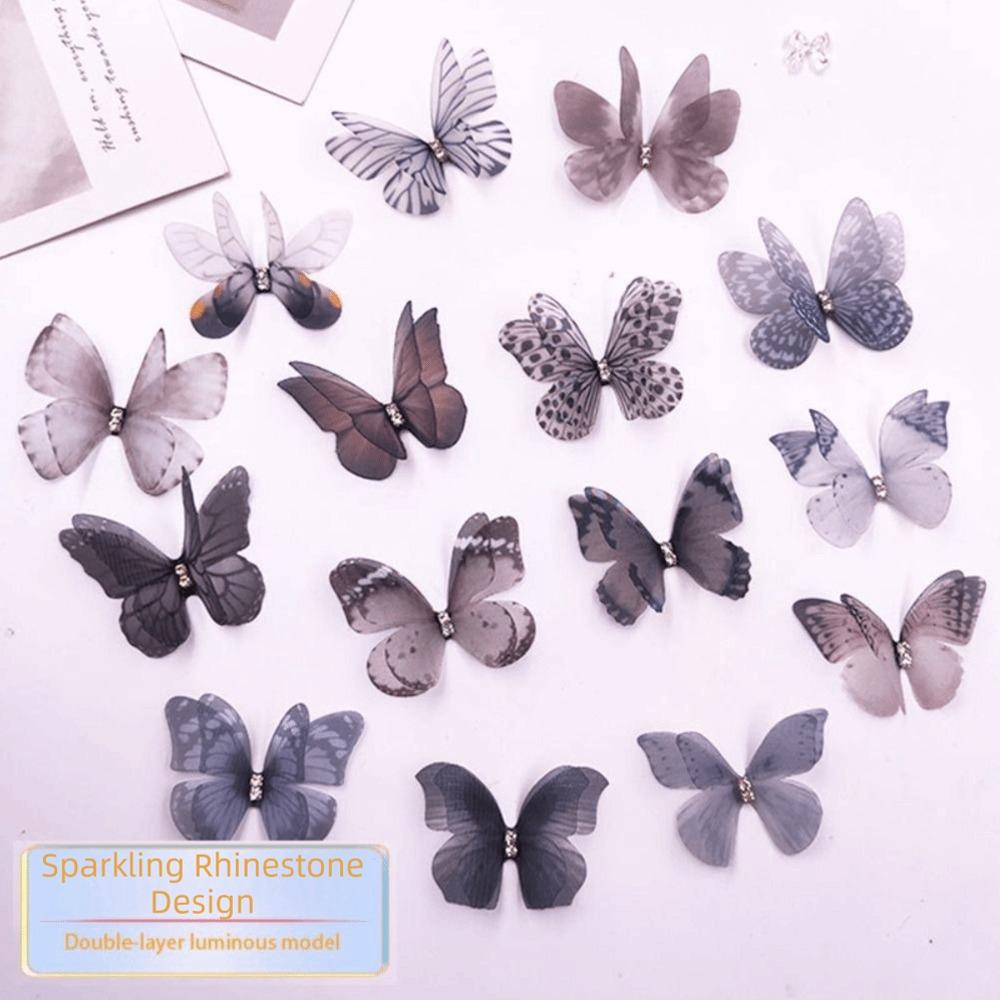 

50Pcs Luminous Chiffon Butterfly Embroidered Patches Clothes Sewing Patch Bridal Hair Accessories Type A