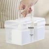 Clear Plastic Desktop Organizer: Portable Storage Box for Household and Medicine Items.