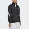 Adidas Logo Print Striped Trim Moisture-Wicking Sports Jacket Men Outerwear Black HT7176