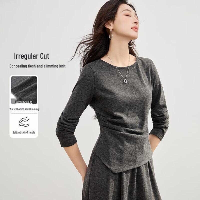 

Handu Yishe Women s Soft High-Stretch Knit Top with Irregular Hem XL