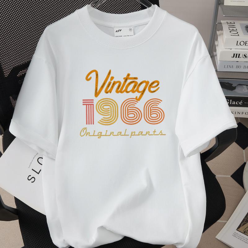 HighQuality Cotton TShirt for Unisex 1966 60th Birthday Unisex Loose Oversized Clothing O Neck Short Sleeve Tees Streetwear Top