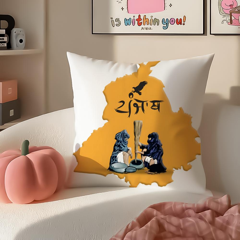 Classic PPunjab Map Cushion Cover Pillowcase Short Plush Invisible zipper Room Sofa Cushion Cover