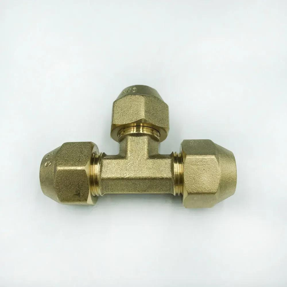 Fit 1/4" 3/8" 1/2" 3/4" Tube SAE-Standard Flare Connector Brass Tee 3 Ways Pipe Fitting Connector Adapeter for Air Conditioner
