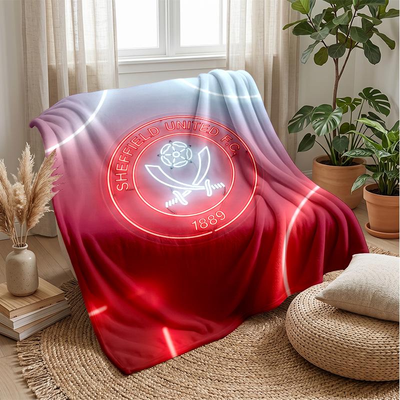 Coperta in Flanella con Stampa Sheffield United Football, Coperta Morbida Calda Leggera per Divano Letto Campeggio