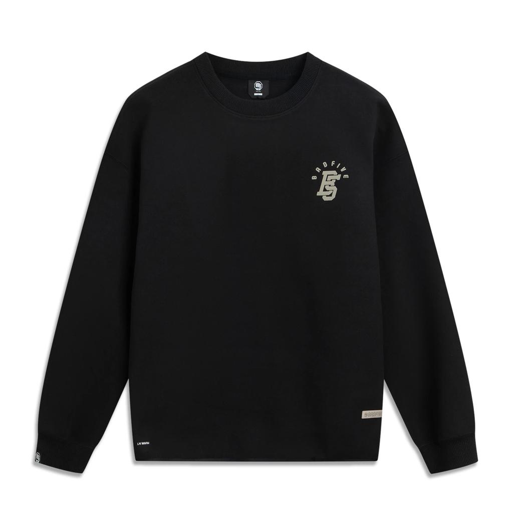 Li Ning Basketball Series Anti-Five Crew Neck Casual Loose Versatile Letter Comfortable Sweatshirt Men Sweatshirt AWDV861-4