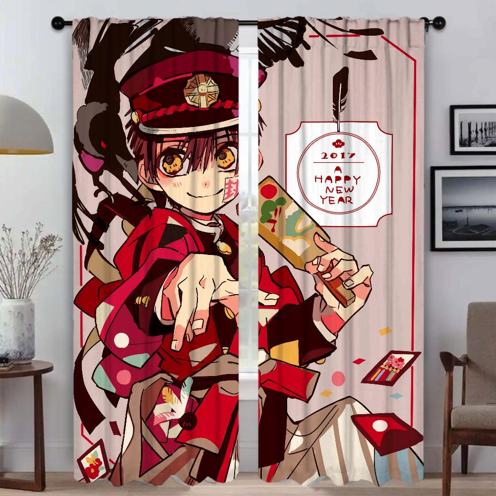 Hanako Kun Partition Kitchen Curtains for Camera Window Curtain for Room 2 Panel Home Interior Curtains Shades Living Blackout