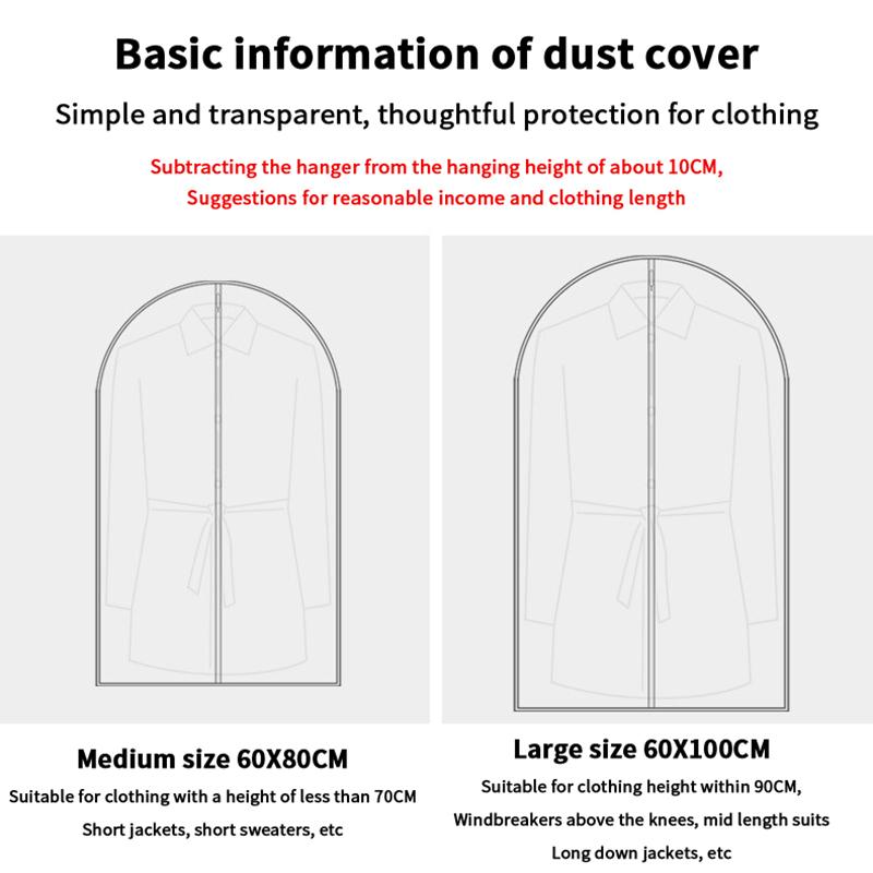 Thickened Washable Clothes Hanging Dust Cover Cover Suit Coat Transparent Fully Enclosed With Zipper Clothes Storage Bag