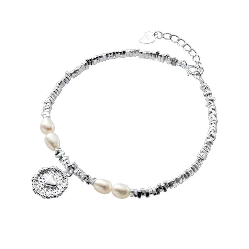 2024 Elegant Heartbreak Silver Pearl Bracelet for Women - Luxurious, Niche, High-End Style