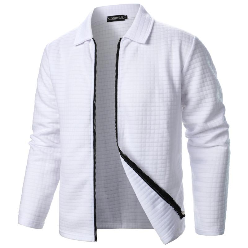 Karierte Stoffjacke Strickjacke Herren Herbst Neuer Stil Reißverschlussmantel Lässig Herren Langärmlig Kragen Waffelstoff Oberteil