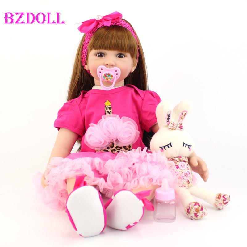 

BZDOLL Newborn 60cm 24 Inch Reborn Baby Doll Cloth Body Soft Vinyl Lovely Princess Girl Play House Toy cloth body doll