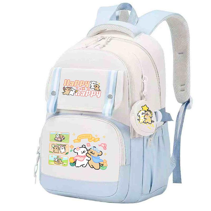 Fashion Backpack Cute Style Lines Doggie Cartoon Printing Trend Primary and Secondary School Students Reduce the Burden of Schoolbags