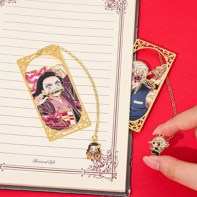 Anime Demon Slayer No Yaiba Metal Bookmark Tanjiro Nezuko Zenitsu Anime Cosplay Gift For Students Stationery Collection Bookmark