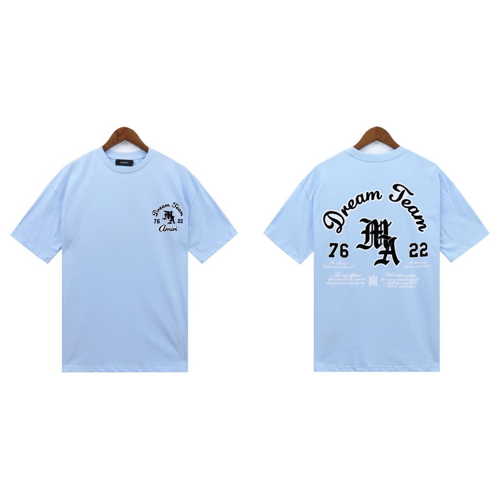 2212 Amiri 2025 Sommer Neue Männer und Frauen Lose Hochwertige Baumwolle Plus Größe T-Shirt Paar T-Shirt Plüsch Logo Druck