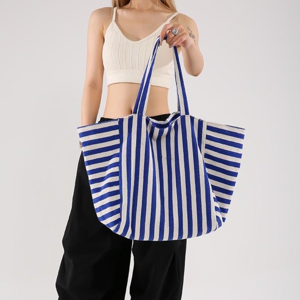 Shopping Bag Cloth Shoulder Bag Shoulder Pouch Tote Bag Simple Fashion Stripe Underarm Bag  Girls