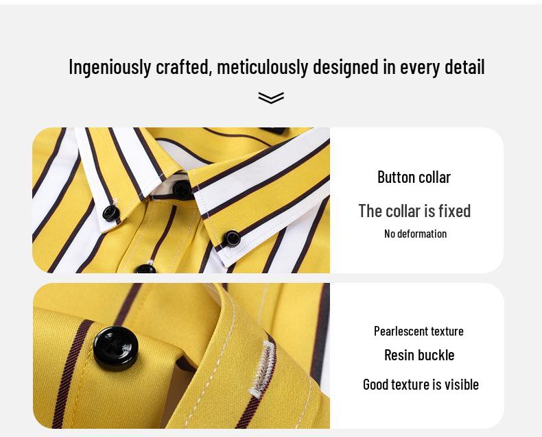 Men's 2618 Striped Stretch Wrinkle-Resistant Casual Long-Sleeve Shirt for All Seasons