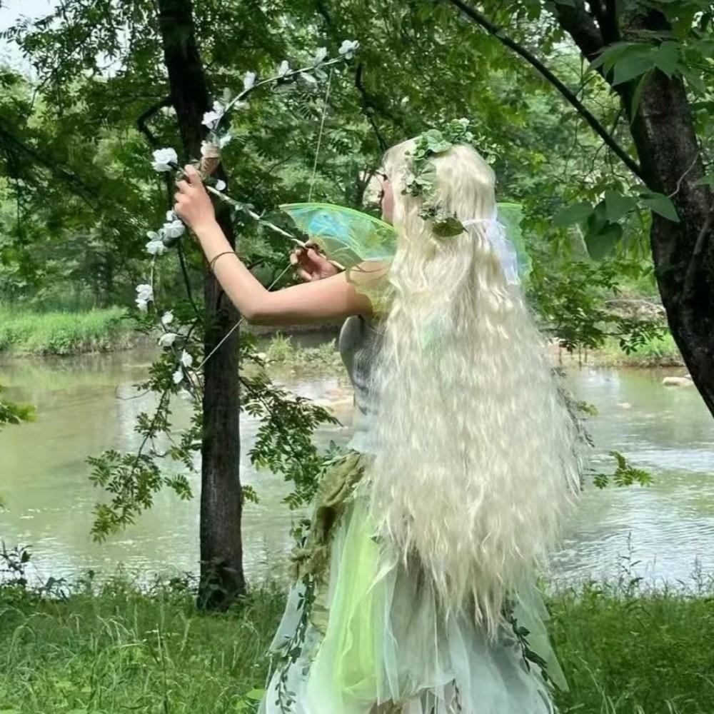 Sparkling Organza Butterfly Fairy Wings Gradient Sheer Costume Wing Set Cosplay Party