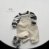 Kids Casual Solid High Waist Suspender Long Pants For Toddler Boys And Girls
