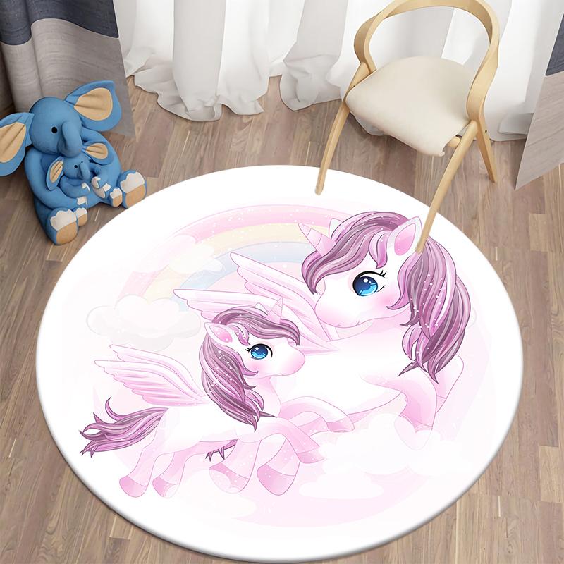 Unicorn Kids Rugs for Living Room Rugs Kids Animal Rugs Kids Games Round Rugs In Kids Room Home Decor Floor Mats
