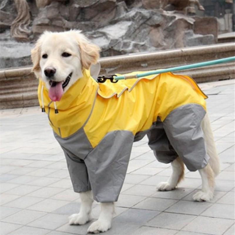 Waterproof 4-Leg Dog Raincoat With Hood Medium To Large Breeds Golden Retriever Samoyed Alaskan Malamute