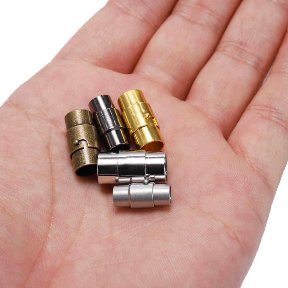 10pcs/lot 3 4 5 6 8 10mm Strong Magnetic Clasps With Locking Mechanism Leather Cord End Cap Connectors For DIY Jewelry Making
