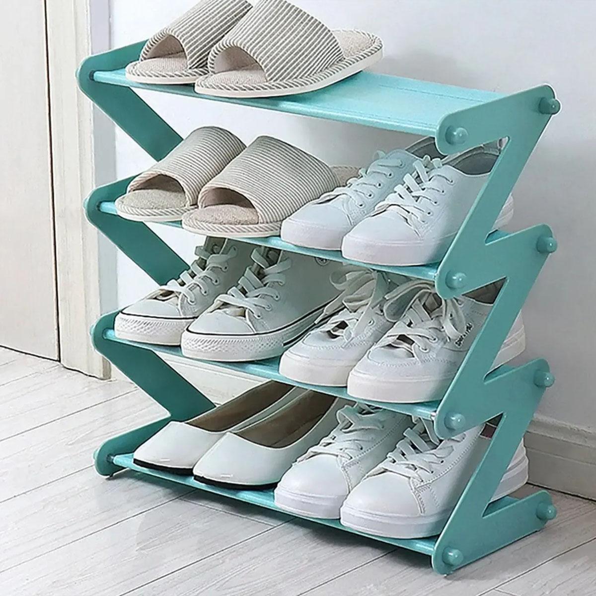 1pc-Easy assembly shoe rack Z-shaped fabric dust-proof assembly shoe rack for household storage shoe rack