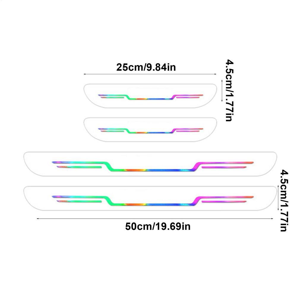 4pcs Universal Carbon Fiber Car Door Sill Protection Strip Stickers Anti-scratch Door Decorative Strips Bumper Film Sticker