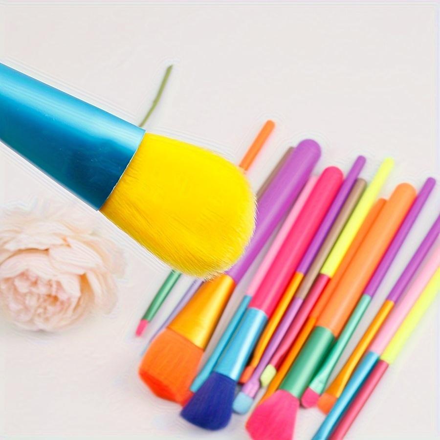 Ein Set mit 10 ultraweichen Regenbogen-Make-up-Pinsel, darunter Puder-, Lidschatten-, Rouge-, Augenbrauen- und Lippenpinsel