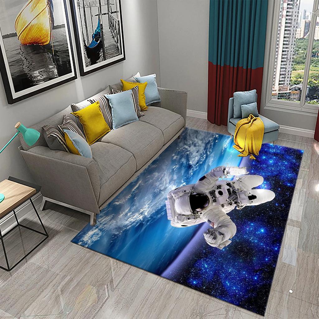 Astronaut Carpet Galaxy Universe Outer Space Moon Floor Mat Non Slip Rugs Door Mat Carpet for Living Room Bedroom Home Decor