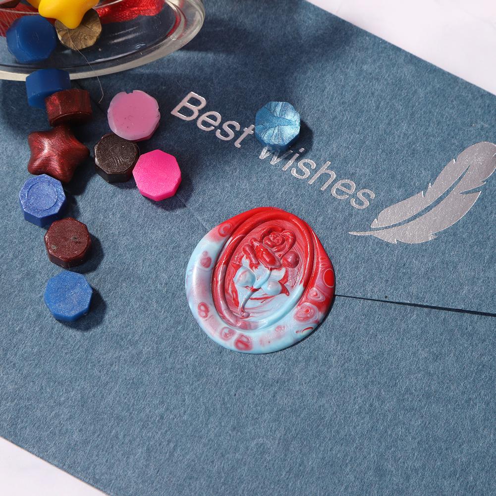 

Oval Rose Wax Seal Stamp with Handle Retro Lacquer Seal Metal Head Decor CHINA