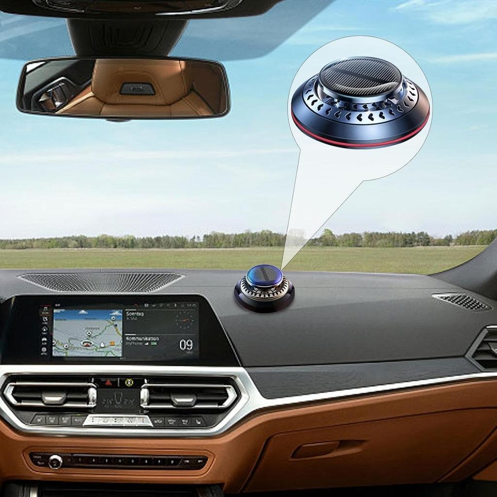 Solar Powered Car Air Freshener - Cyclone Car Diffuser Solar Odor Eliminator Fragrance Ornament White
