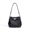 New lychee pattern bucket bag fashionable women's messenger bag women's solid color fashionable versatile leather shoulder armpit bag